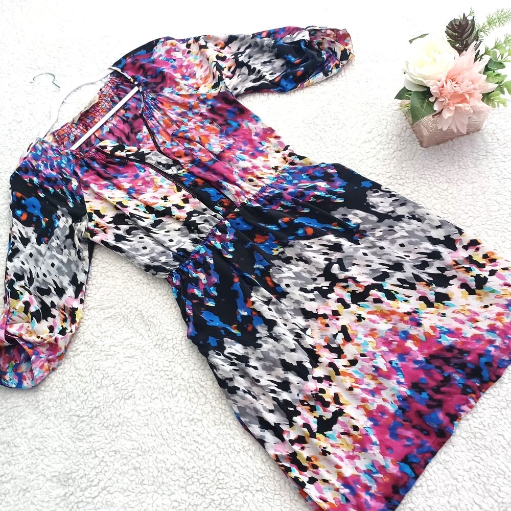 Presley Skye 100% Silk Watercolors Dress Women's Artsy